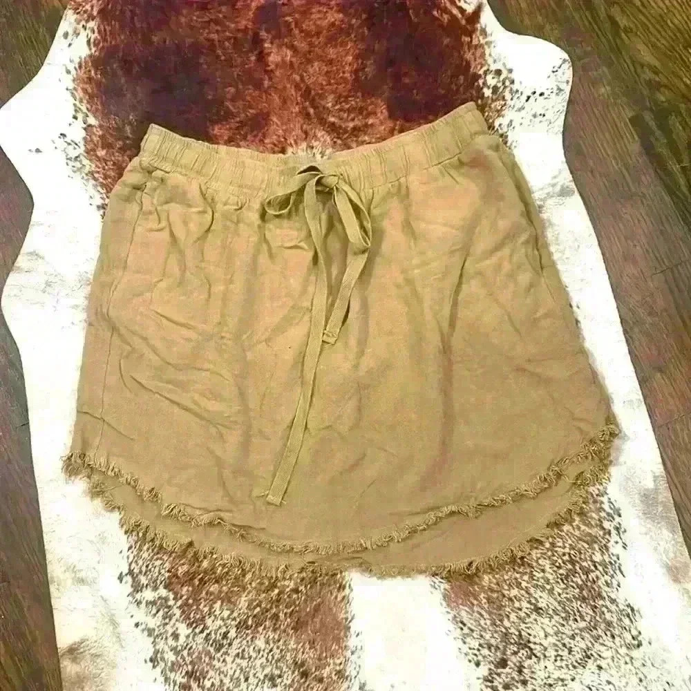 Umgee Khaki Linen Skirt Size Medium